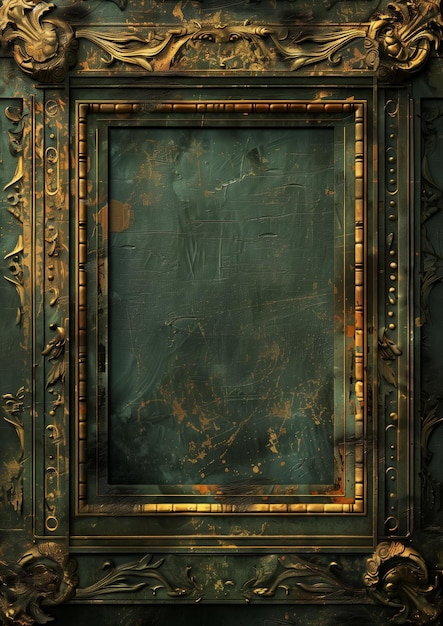 Antique Golden Ornate Frame on Dark Background