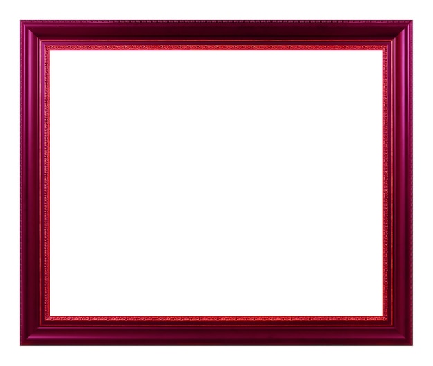 Antique golden pattern red wooden frame isolated on white background. vintage style.