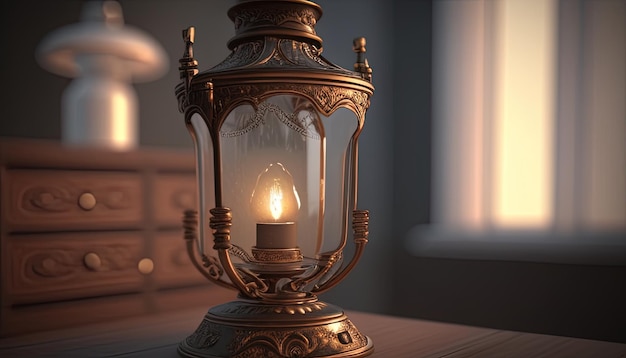 Antique lamp digital art illustration Generative AI