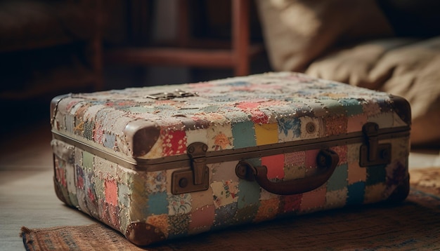 Antique leather suitcase handle closed for travel generated by AI