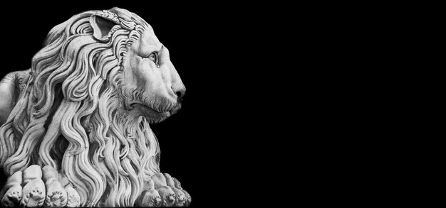 Antique lion statue made of stone with copy space Concept security safety guard