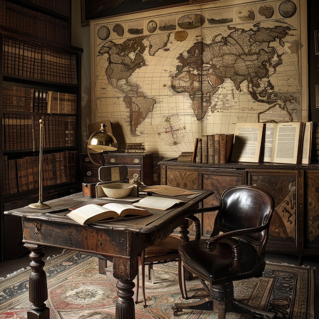 Antique map collectors study world on walls