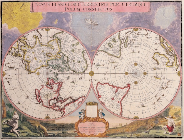 Antique Maps of the World
Double Hemisphere Polar Map
Joan Blaeu
c 1695