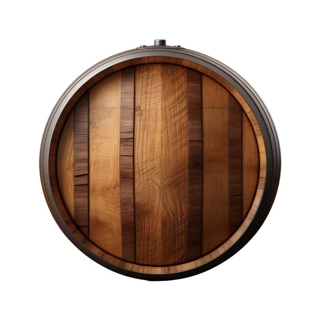 Photo antique oak wooden barrel set for winery and distillery isolated on white transparent background