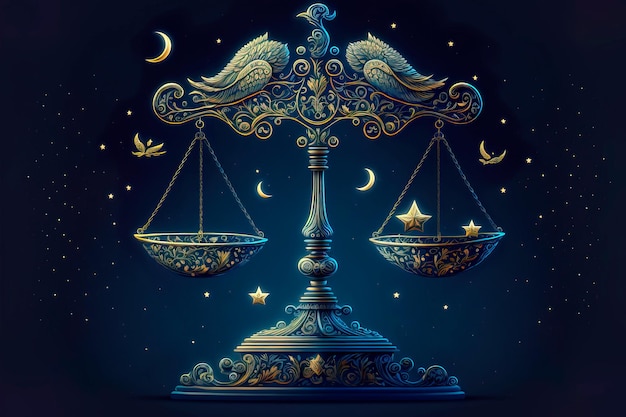 Antique ornate balance scales Justice and making decision conceptGenerative AI