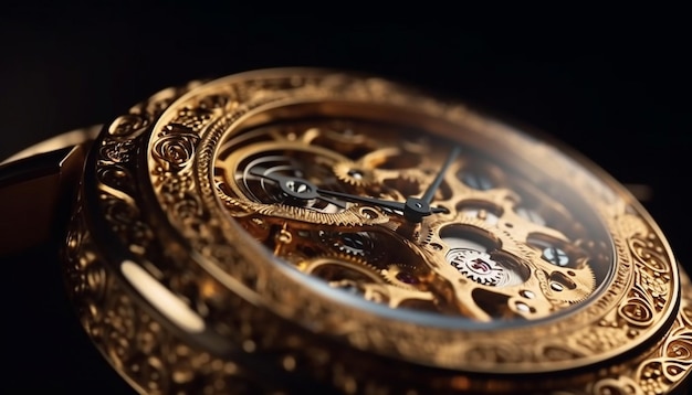 Antique pocket watch gold metallic elegance shines generated by AI