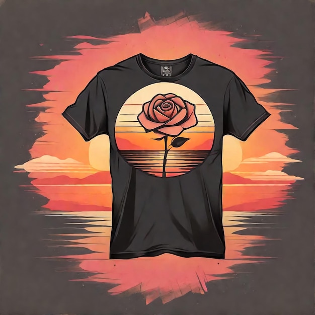 Foto antica rosa rossa arte floreale primaverile t-shirt