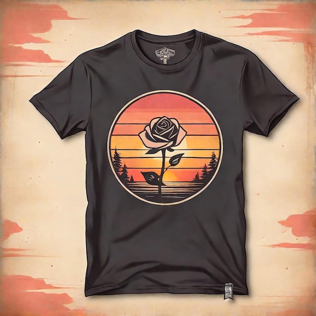 Foto antica rosa rossa arte floreale primaverile t-shirt