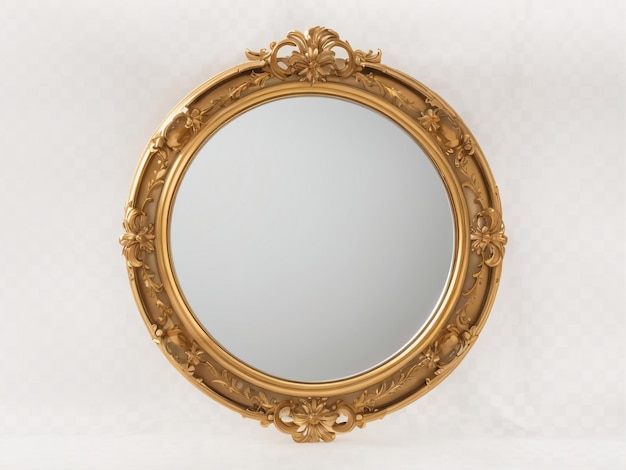 Foto antica cornice di specchio rotondo ovale d'oro eleganza dorata