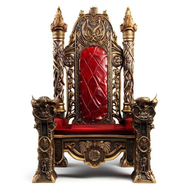 Antique royal throne isolated on white background