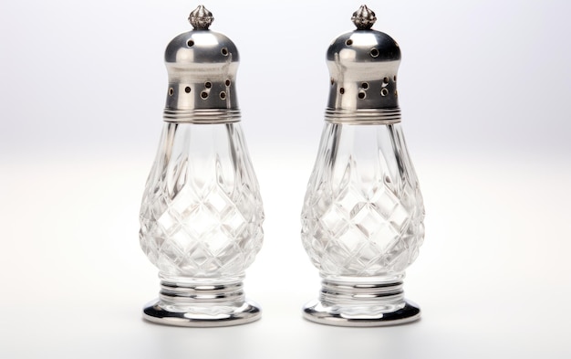Antique Salt and Pepper on White Background