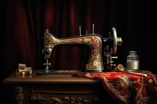 An Antique sewing machine AI Generated