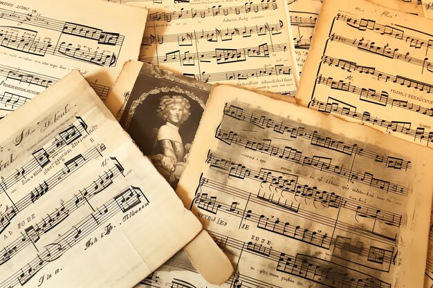 Foto antique sheet music titoli di sfondo crafting scrapbooking design pattern senza soluzione di continuità per junk old