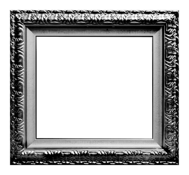 Photo antique silver frame isolated on the white background