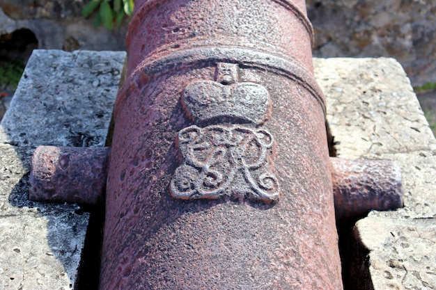 Antique Spanish cast iron cannons