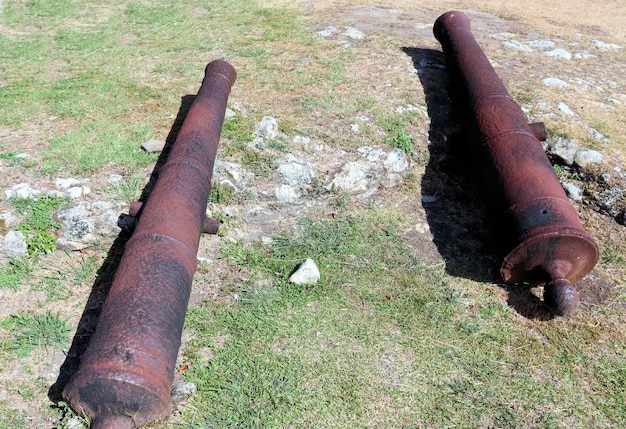 Antique Spanish cast iron cannons