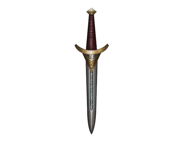 antique steel sword medieval weapon clipart object isolated on white background.