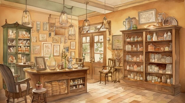 Antique store with warm and inviting earthy tones Generative AI