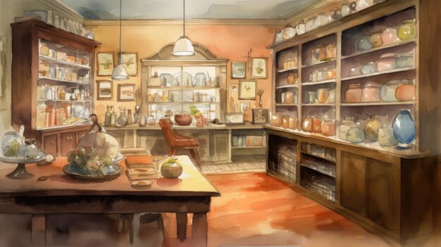 Antique store with warm and inviting earthy tones Generative AI