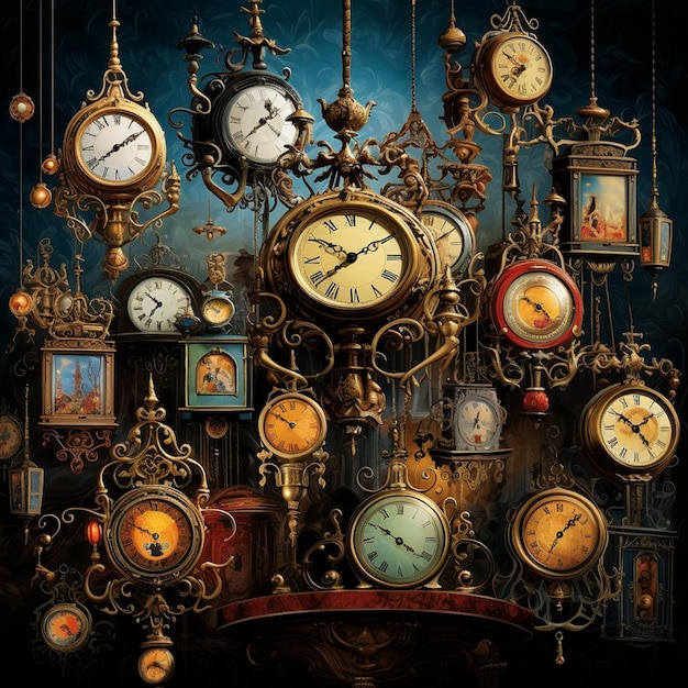 Antique Symphony Melodies of Time in Vintage Clocks