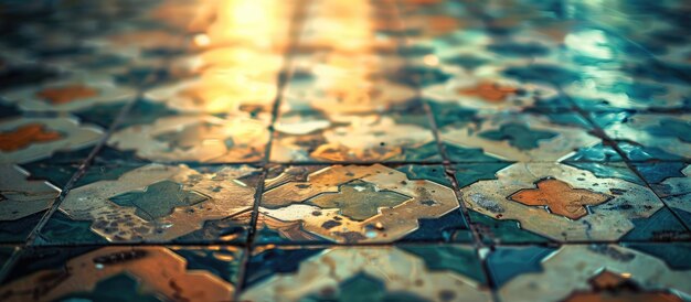 Antique tiles with blurred background