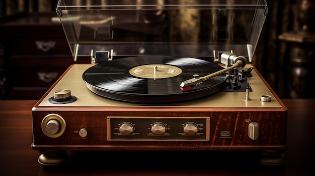 Photo antique turntable modern stereo timeless musical elegance
