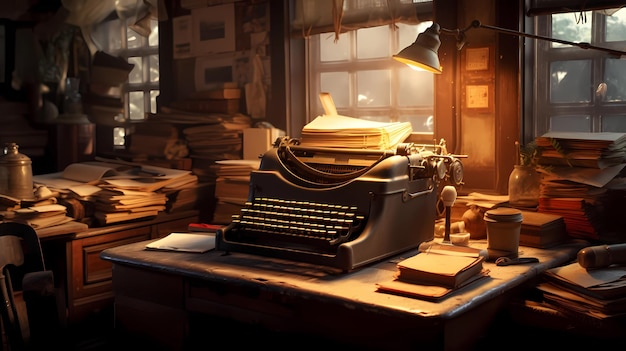 Antique Typewriter on a Weathered Desk