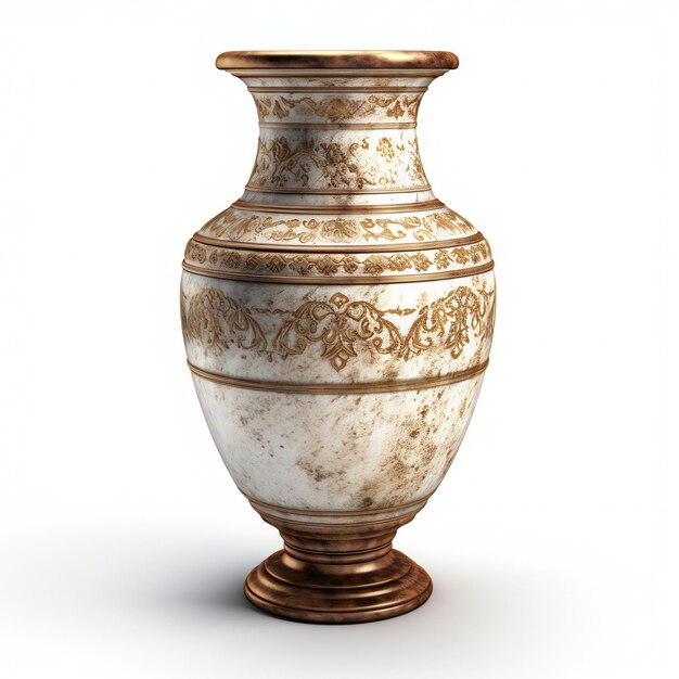 白い背景に孤立した古代の花瓶