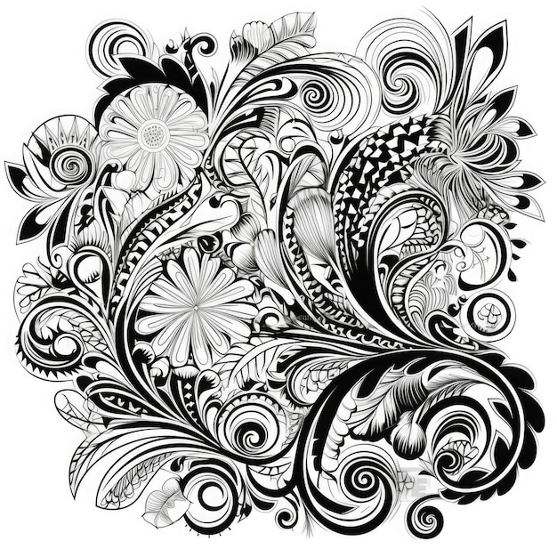 Antique vintage calligraphic swirl Filigree AI Generated