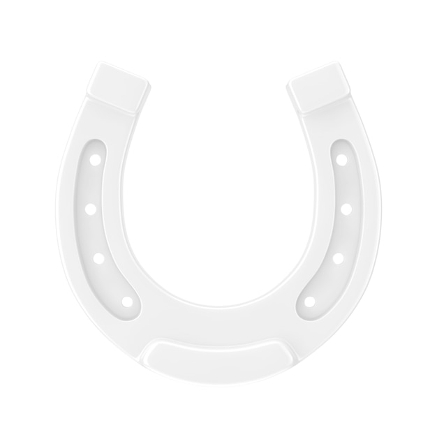 Antique White Horseshoe in Clay Style on a white background. 3d Rendering