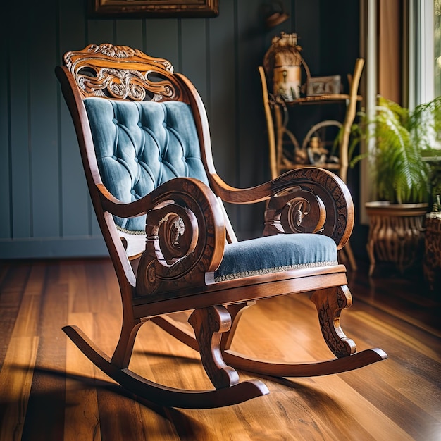 Photo antique wooden rocking chair