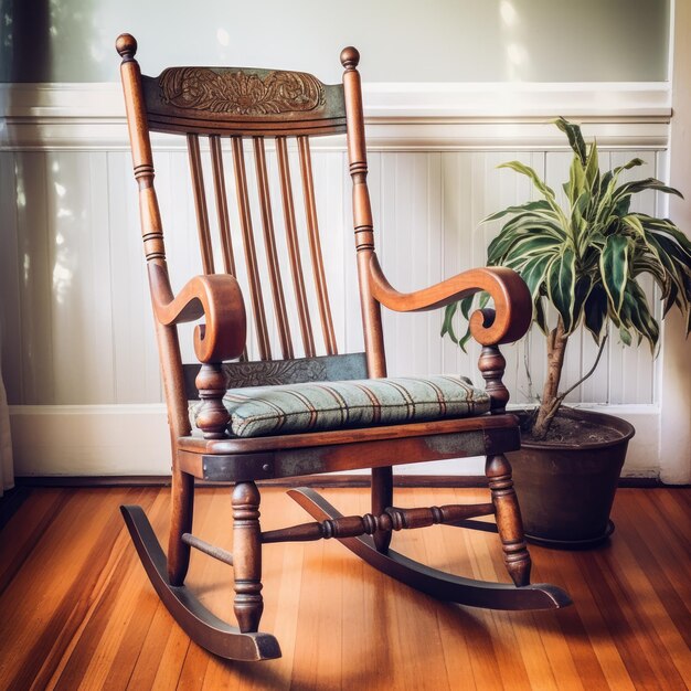 Photo antique wooden rocking chair