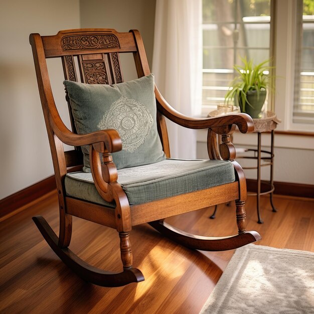 Антикварное деревянное кресло-качалка