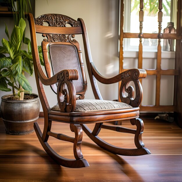 Photo antique wooden rocking chair