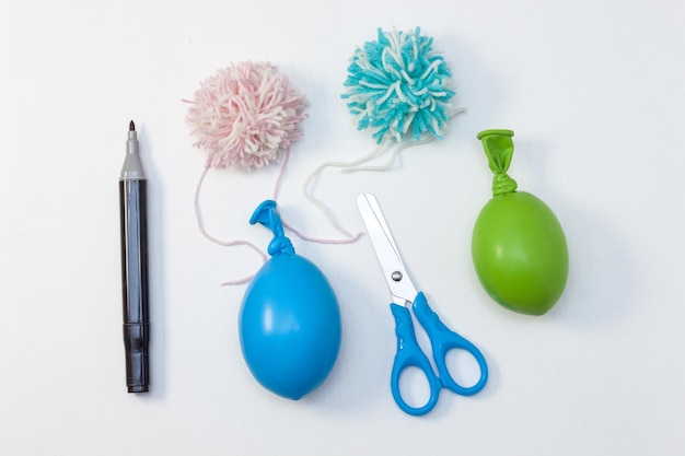 Antistress hand made toy from starch or flour and balloon step by step. DIY concept.