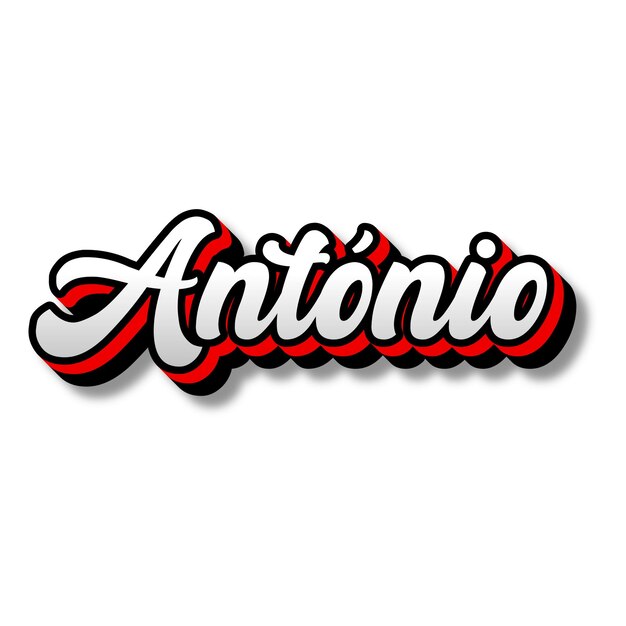 Antnio Text 3D Silver Red Black White Background Photo JPG