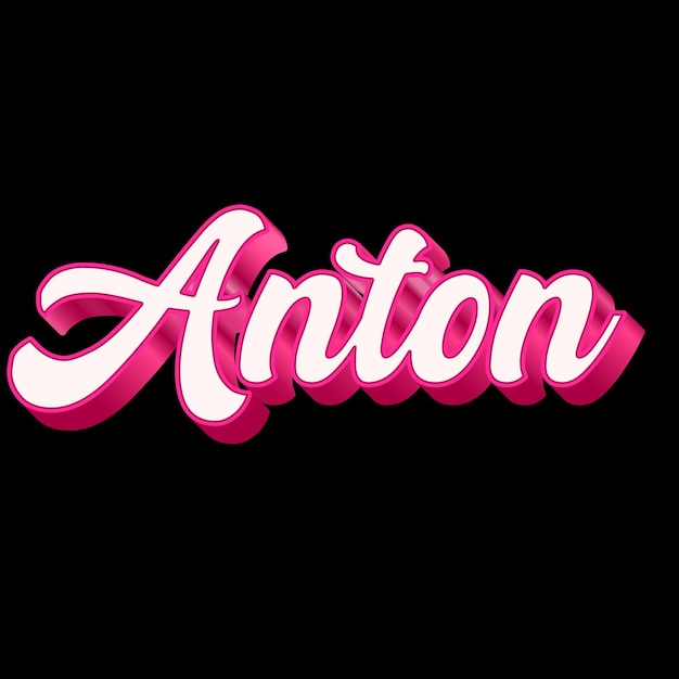 Foto anton typografie 3d-ontwerp roze zwart witte achtergrondfoto jpg