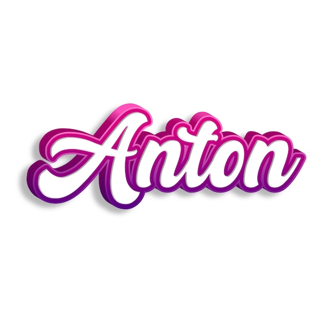 Photo anton typography 3d design yellow pink white background photo jpg