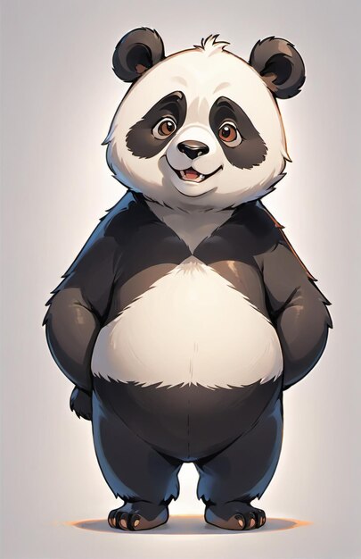 Antropomorfe Panda personage geïsoleerd op de achtergrond