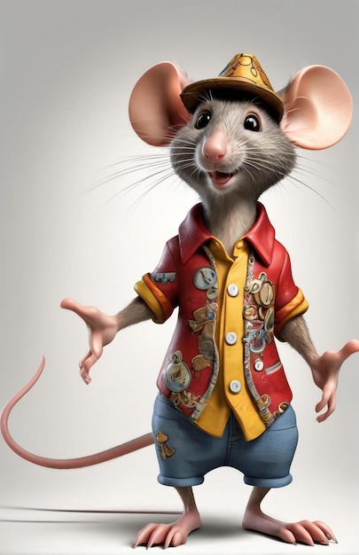 Foto antropomorfe rat personage geïsoleerd op de achtergrond