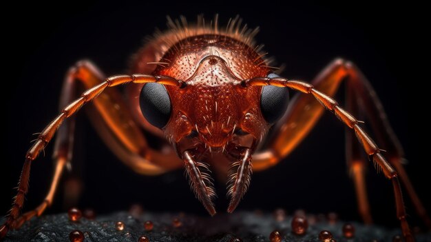Сгенерированный AI макрос крупным планом тела муравья