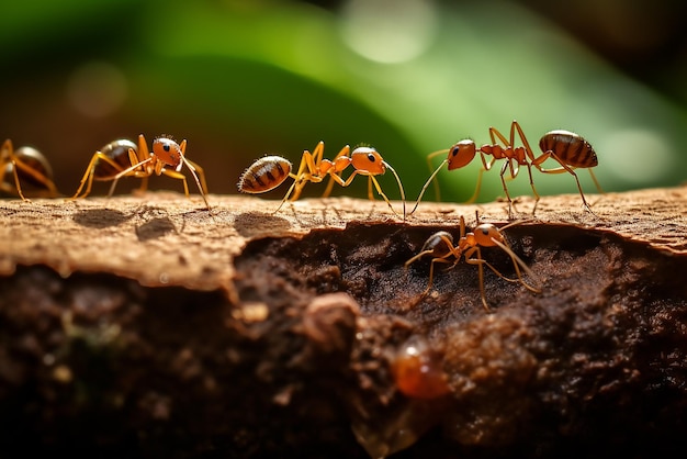 Ants Building Bridge Невероятная командная работа Создано с помощью генеративных инструментов искусственного интеллекта