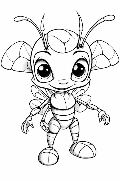 Photo ants of cuteness fun and simple cartoon coloring page for kids