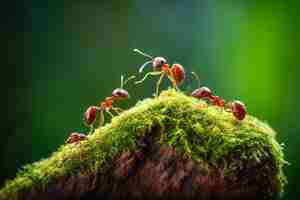 Photo ants farming aphids or other insects for food