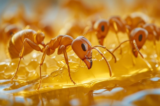 アリは蜂蜜を落とし アイを生成する