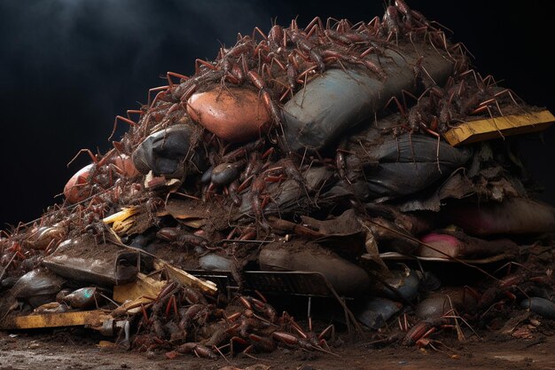 Ants interacting with human made objects like discarded food or trash