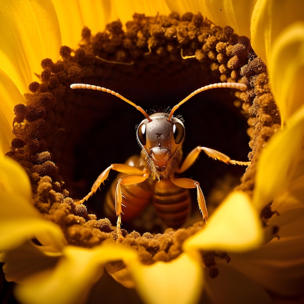 Ants living in sunflowers