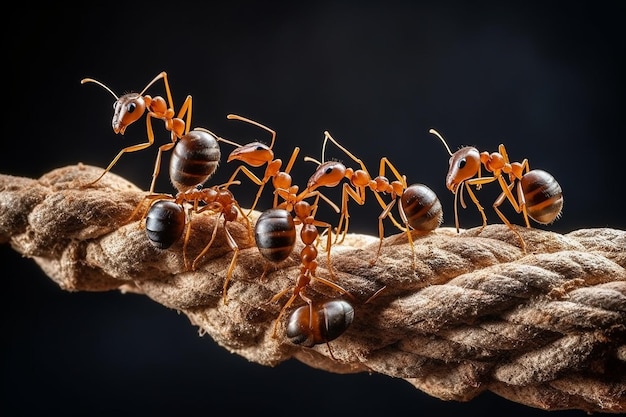 Ants on a piece of bread or cracker