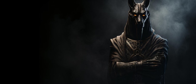 Anubis the Egyptian god of death in a dark background