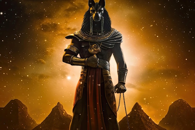 Anubis egyptian god man with a head of dog